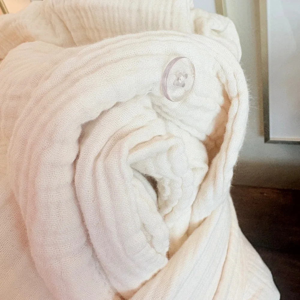 NWOT Quince Organic Cotton Airy Gauze Duvet Cover Set King/Cal King Creamy White